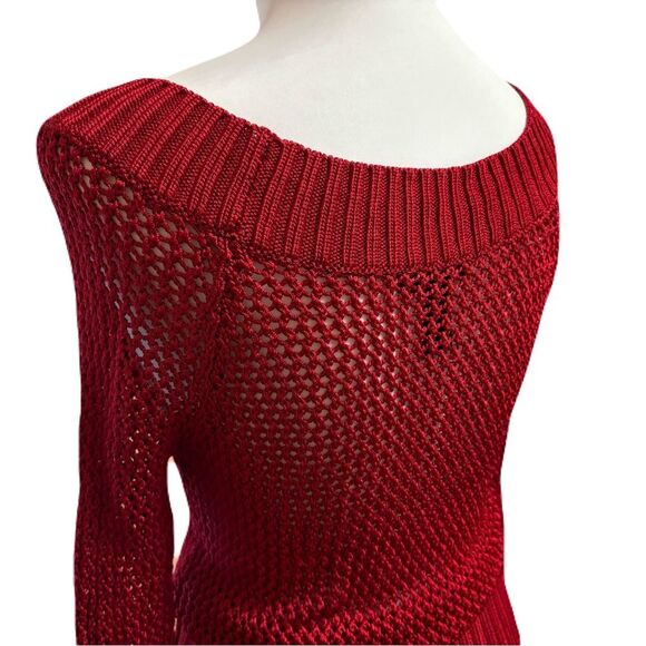 The Limited Red Shimmery Crochet Off-Shoulder Top | Sz. M | EUC | Y2K - Picture 7 of 9
